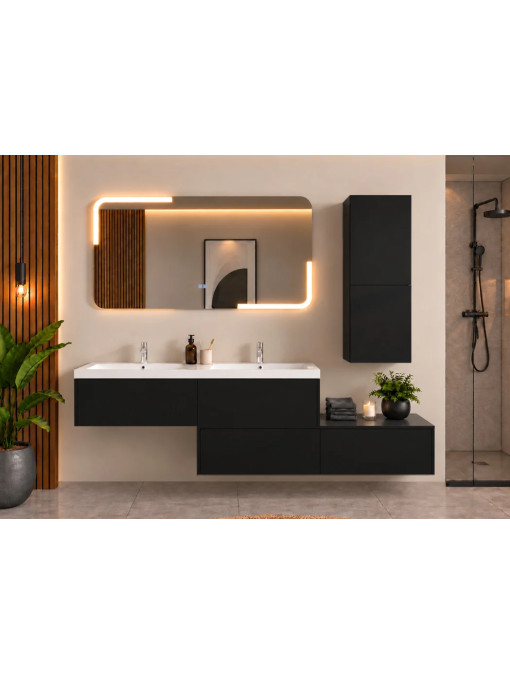 Meuble de salle de bain réversible BELLISSIMO Noir mat