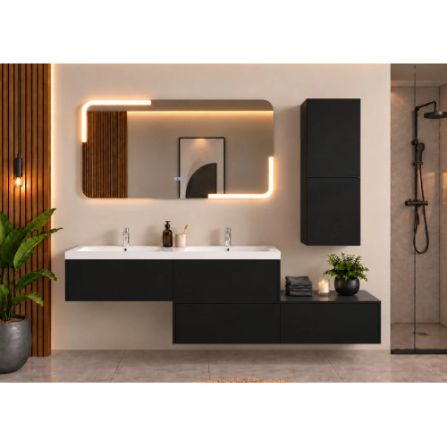 Meuble 2 vasques de salle de bain BELLISSIMO Noir
