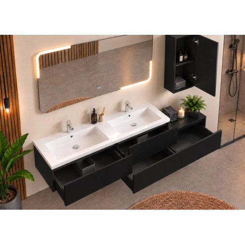 Meuble 2 vasques de salle de bain BELLISSIMO Noir