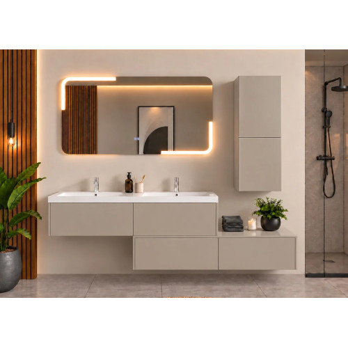 Meuble double vasque de salle de bain BELLISSIMO Gris Anthracite