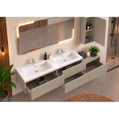 Meuble double vasque de salle de bain BELLISSIMO Gris Anthracite