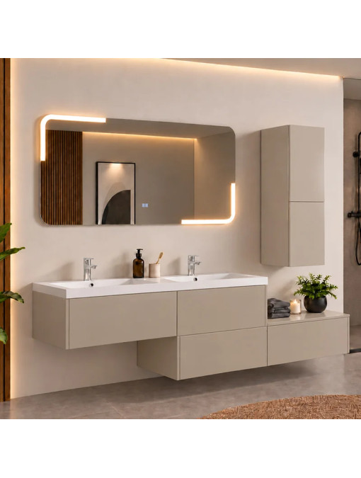 Meuble double vasque de salle de bain BELLISSIMO Gris Anthracite