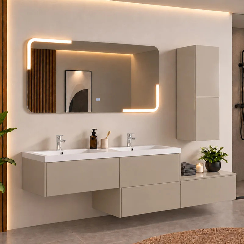 Meuble double vasque de salle de bain BELLISSIMO Gris Anthracite