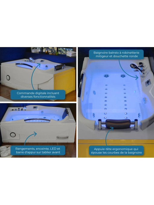 Détails Baignoire balnéo G-Fidji 30 jets hydromassage