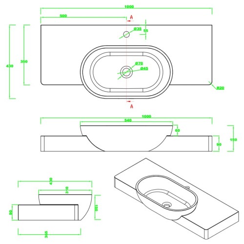 Plan vasque solid surface SDK1