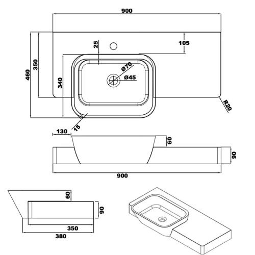 Plan vasque suspendu original SDK3