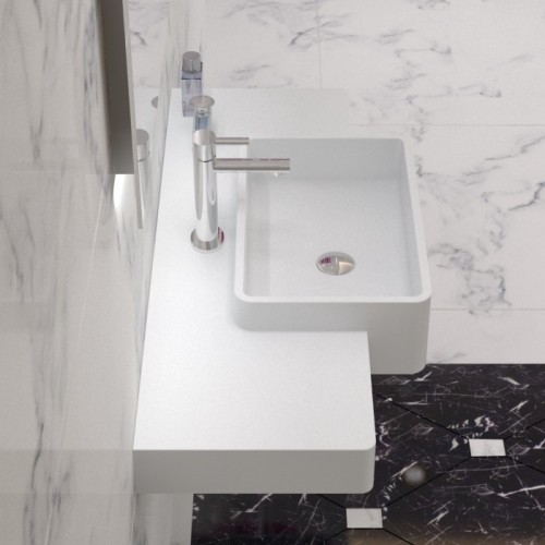 Plan vasque mural avec vasque rectangulaire SDK6