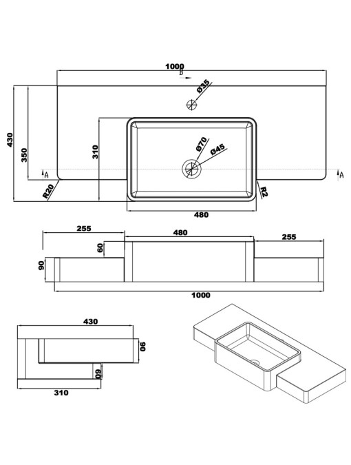 Plans d'installation du plan vasque SDK6