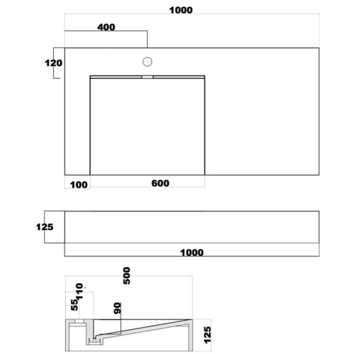 Plan vasque mural SDPW12-A