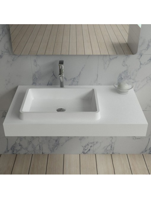Plan vasque suspendu en polystone blanc mate SDPW13-A