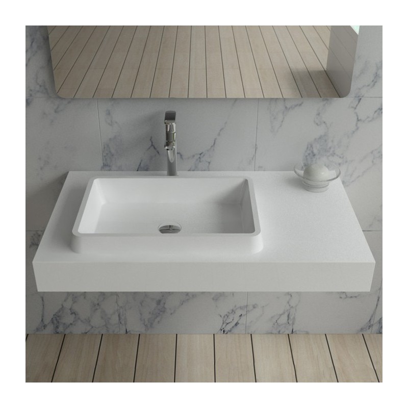 Plan vasque suspendu en polystone blanc mate SDPW13-A