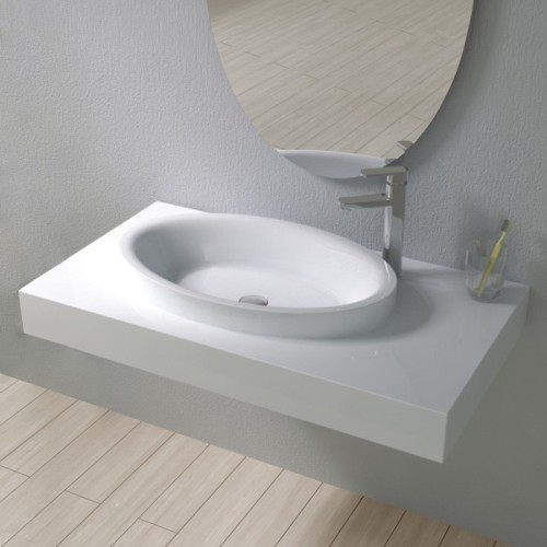 Plan vasque avec vasque ovale à rebords SDPW13-B
