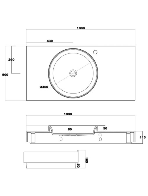 plan technique du plan vasque SDPW13-C