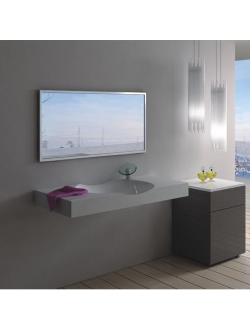 Plan vasque design en polystone blanc mat SDPW13-D