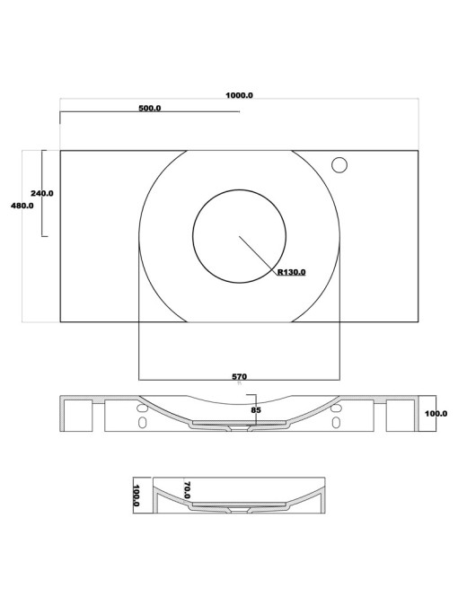 cotes du plan vasque SDPW13-D