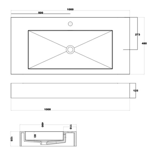 Grand plan vasque mural SDPW16