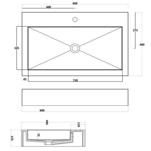 Simple vasque suspendue en solid surface SDPW17