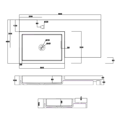 Plan vasque en solid surface SDPW48