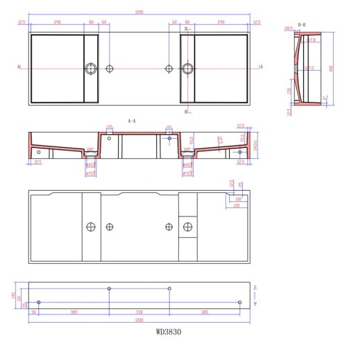 Double plan vasque face à face SDWD3830
