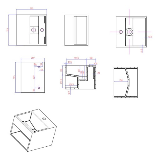 Lave-main cubique SDWD3835 avec espace de rangement
