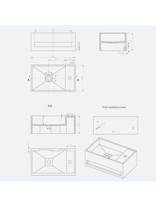 plans techniques du lave-mains SDWD3877
