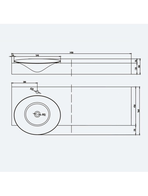 Plan et dimensions du plan vasque SDWD3890-1