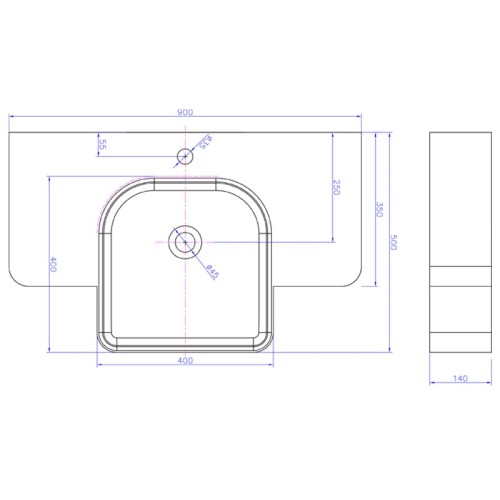 Large plan vasque en solid surface SDWD38187