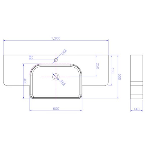 Très large plan vasque SDWD38189