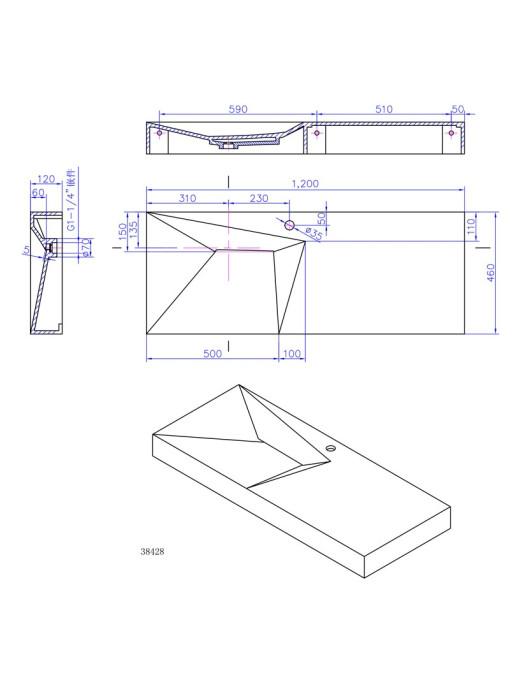 Cotes du plan vasque SDWD38428