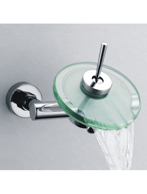 Robinet mural mitigeur avec élégante cascade ronde en verre SDS012C