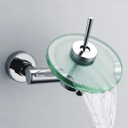 Robinet mural mitigeur avec élégante cascade ronde en verre SDS012C