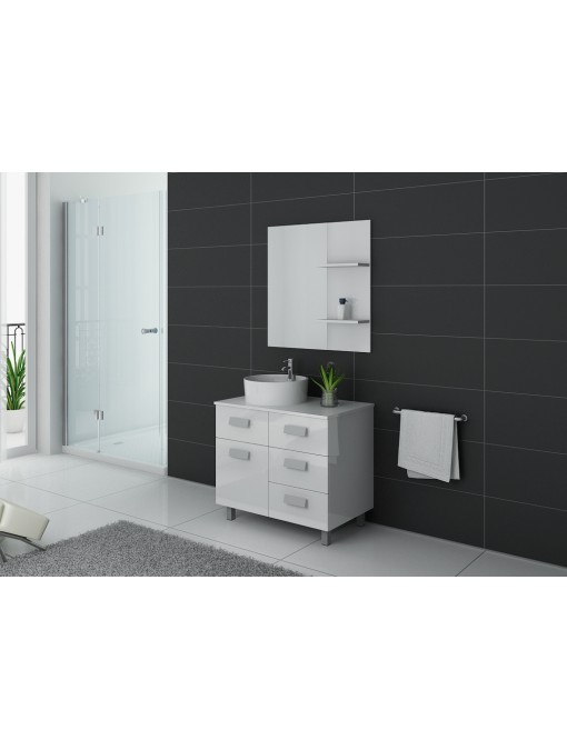 Meuble salle de bain simple vasque MILAN Blanc