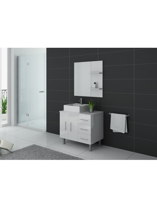 Meuble simple vasque FLORENCE Blanc laqué