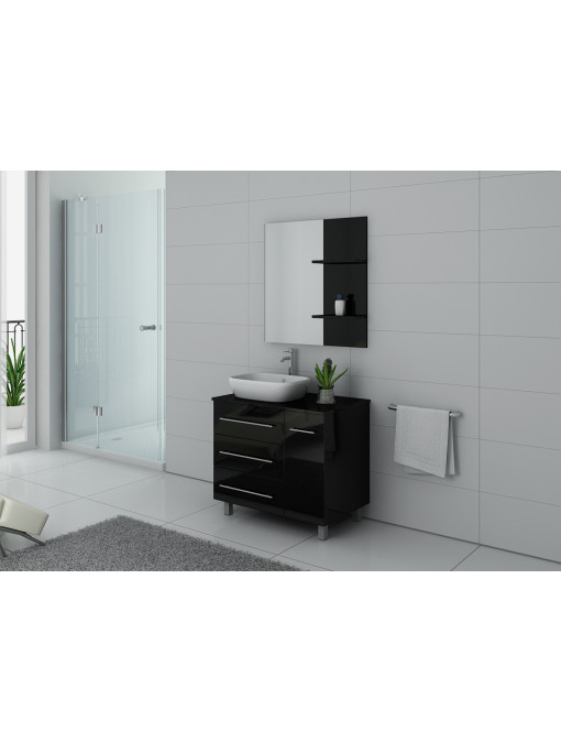 Meuble simple vasque TOSCANE Noir laqué