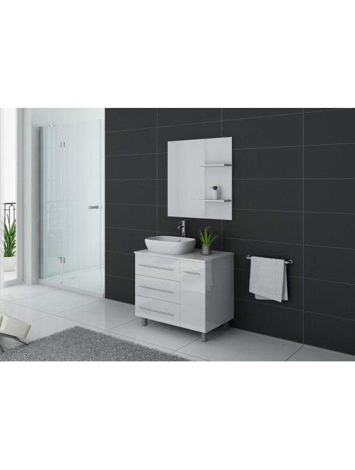 Meuble simple vasque TOSCANE Blanc laqué