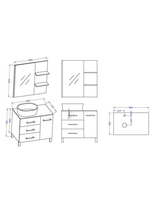 Plan meuble simple vasque TOSCANE Gris Taupe