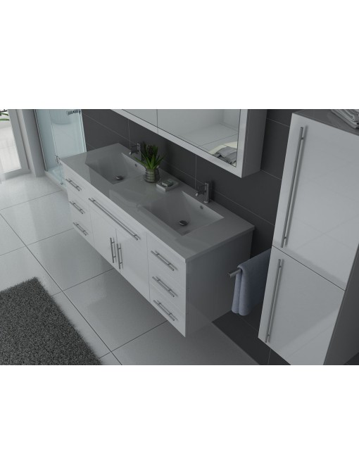 Ensemble bain avec vasques integrées, colonne et armoire de toilette