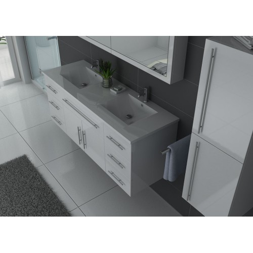 Mobilier blanc laqué pour salle de bain plan deux vasques