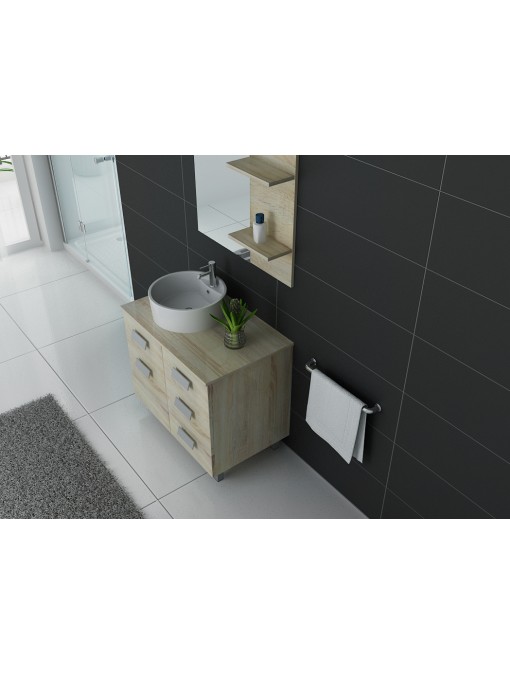 Meuble simple vasque MILAN couleur bois Scandinave