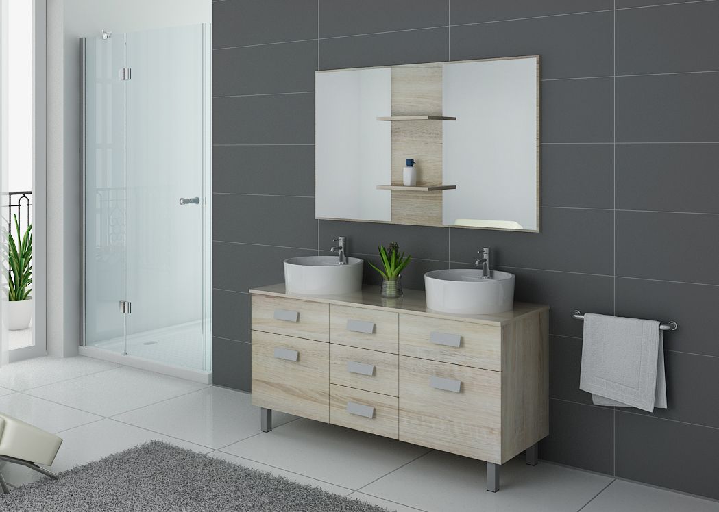 Meuble de salle de bain double vasque avec pied, meuble double vasque