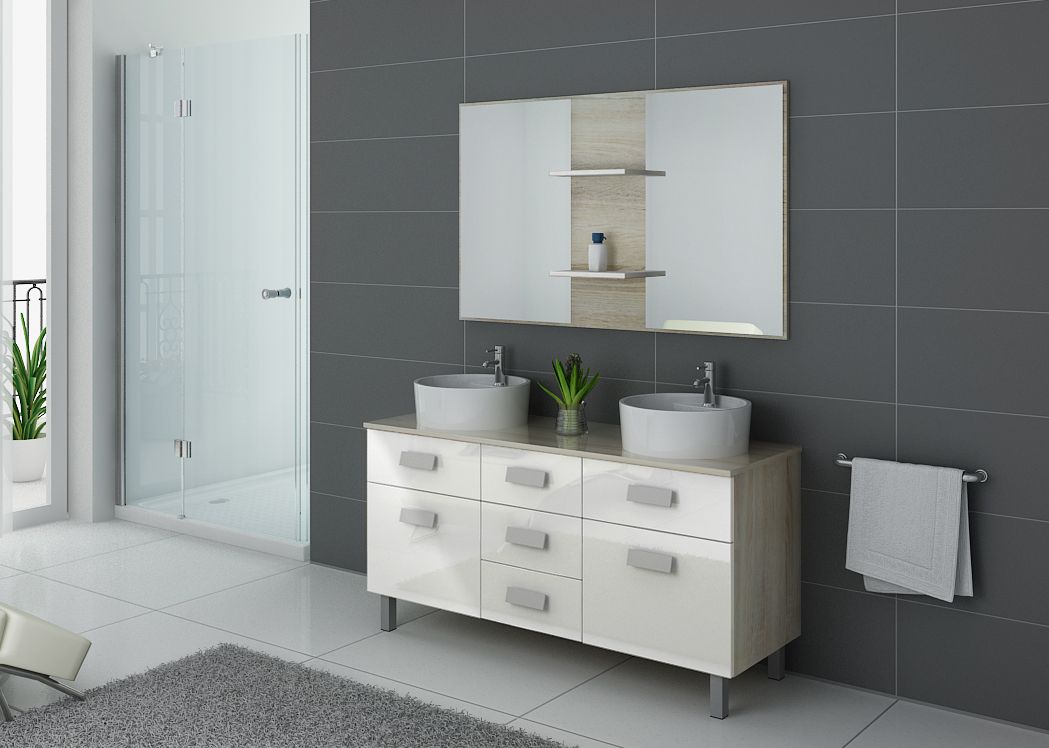 Meuble de salle de bain 140 cm double vasque DIS911SC-B, meuble double