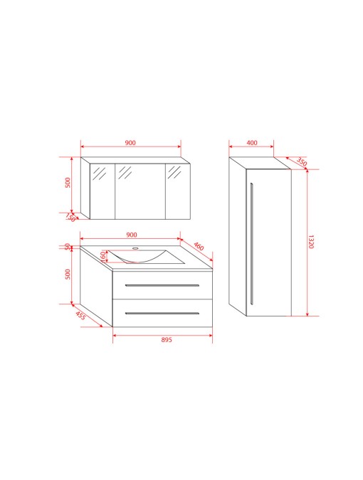 Plan du meuble simple vasque Nova Gris Taupe