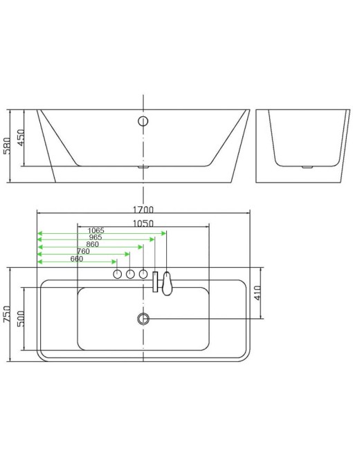 Plan baignoire îlot Iseo Black