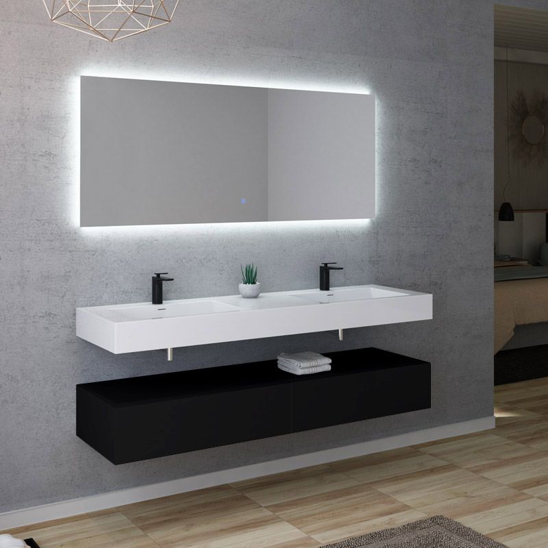 Meuble salle de bain AVELLINO 1600 Noir