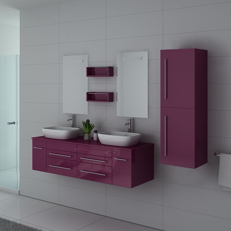 Meuble salle de bain DIS748 Aubergine