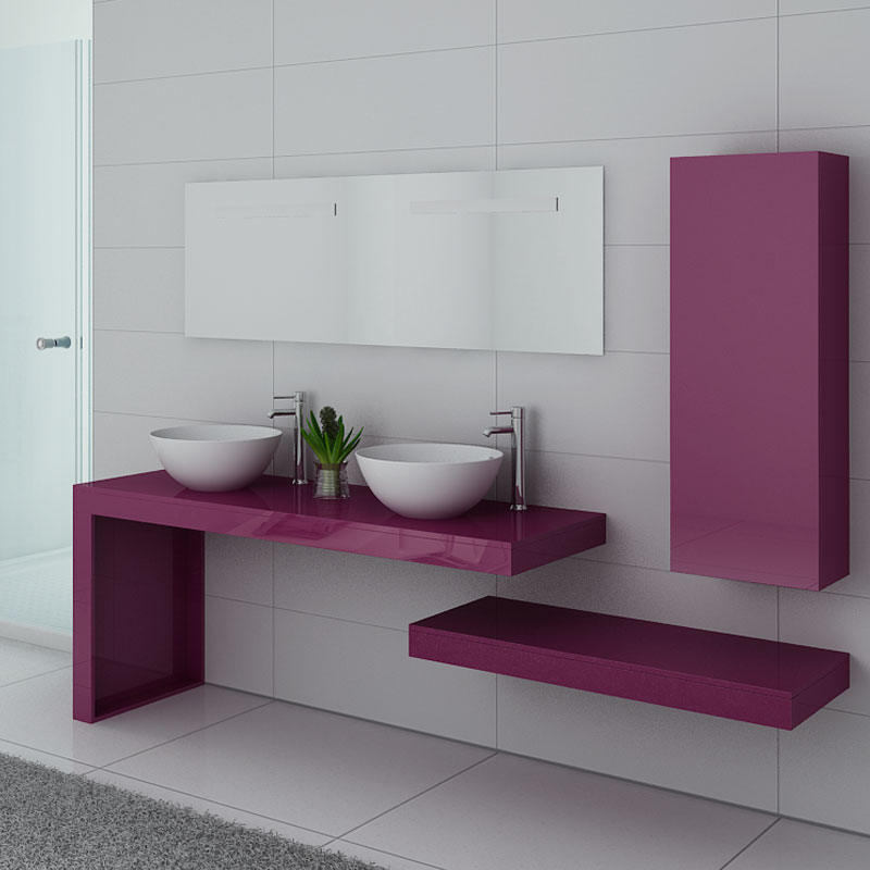 Meuble salle de bain Monza Duo Aubergine